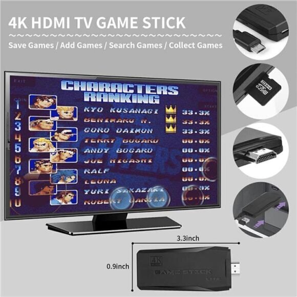 Wireless Retro 15,000+ Games Console Plug & Play Video TV Game Stick 4K HDMI NEW - Picture 4 of 6